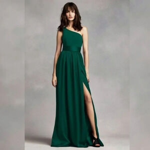 New! Vera Wang One Shoulder Dress With Satin Sash nwt 18783